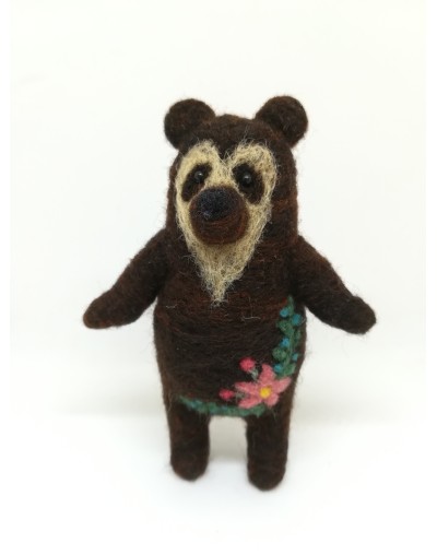 Mamá Osa de Anteojos en Fieltro Agujado  Figura decorativa en Needle Felting de Lanaureka