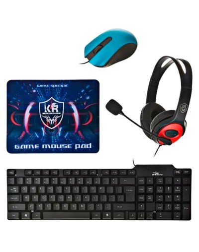 Combo 4 En 1 Teclado/mouse/Pad Mouse/Diadema + Cable Audio Jack 3.5mm A Micrófono Y Auricular Pc