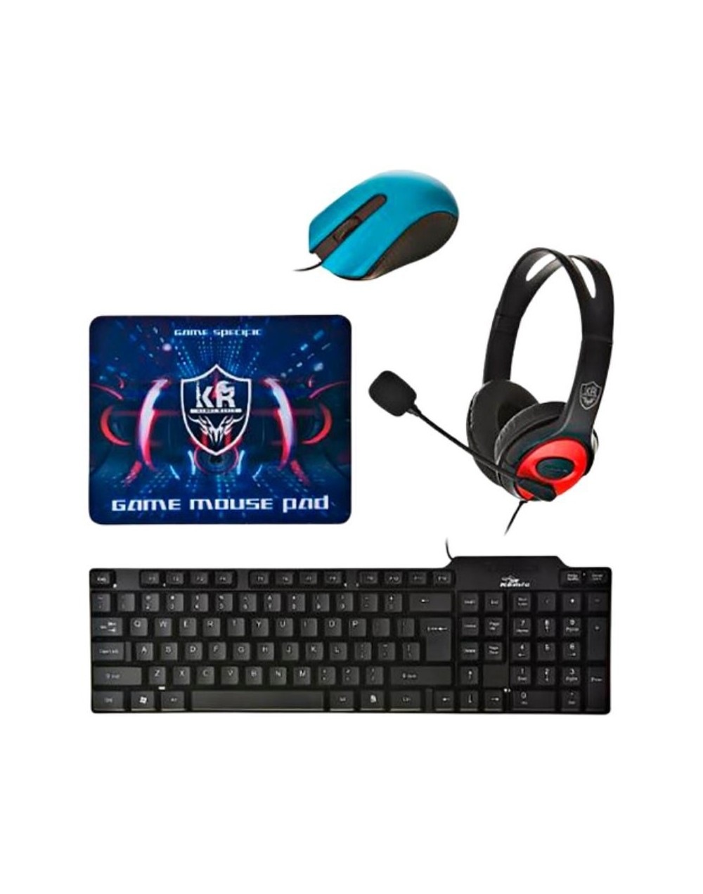 Combo 4 En 1 Teclado/mouse/Pad Mouse/Diadema + Cable Audio Jack 3.5mm A Micrófono Y Auricular Pc