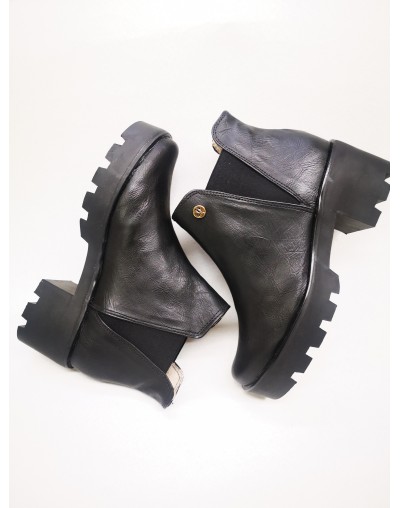 Botines para mujer de moda negras tacón grueso