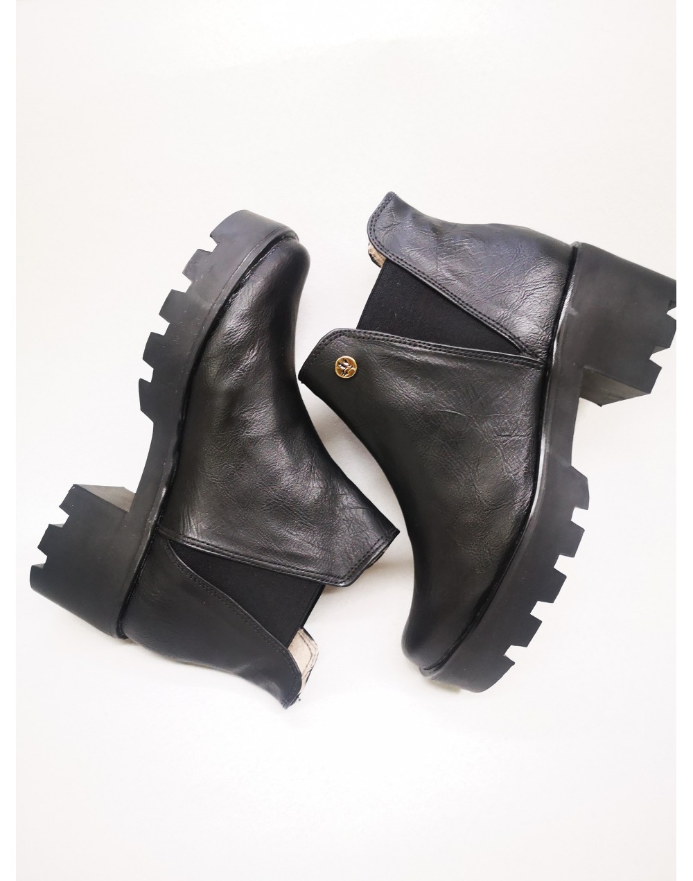 Botines para mujer de moda negras tacón grueso