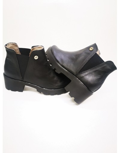 Botines para mujer de moda negras tacón grueso