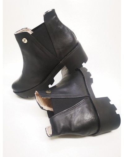 Botines para mujer de moda negras tacón grueso