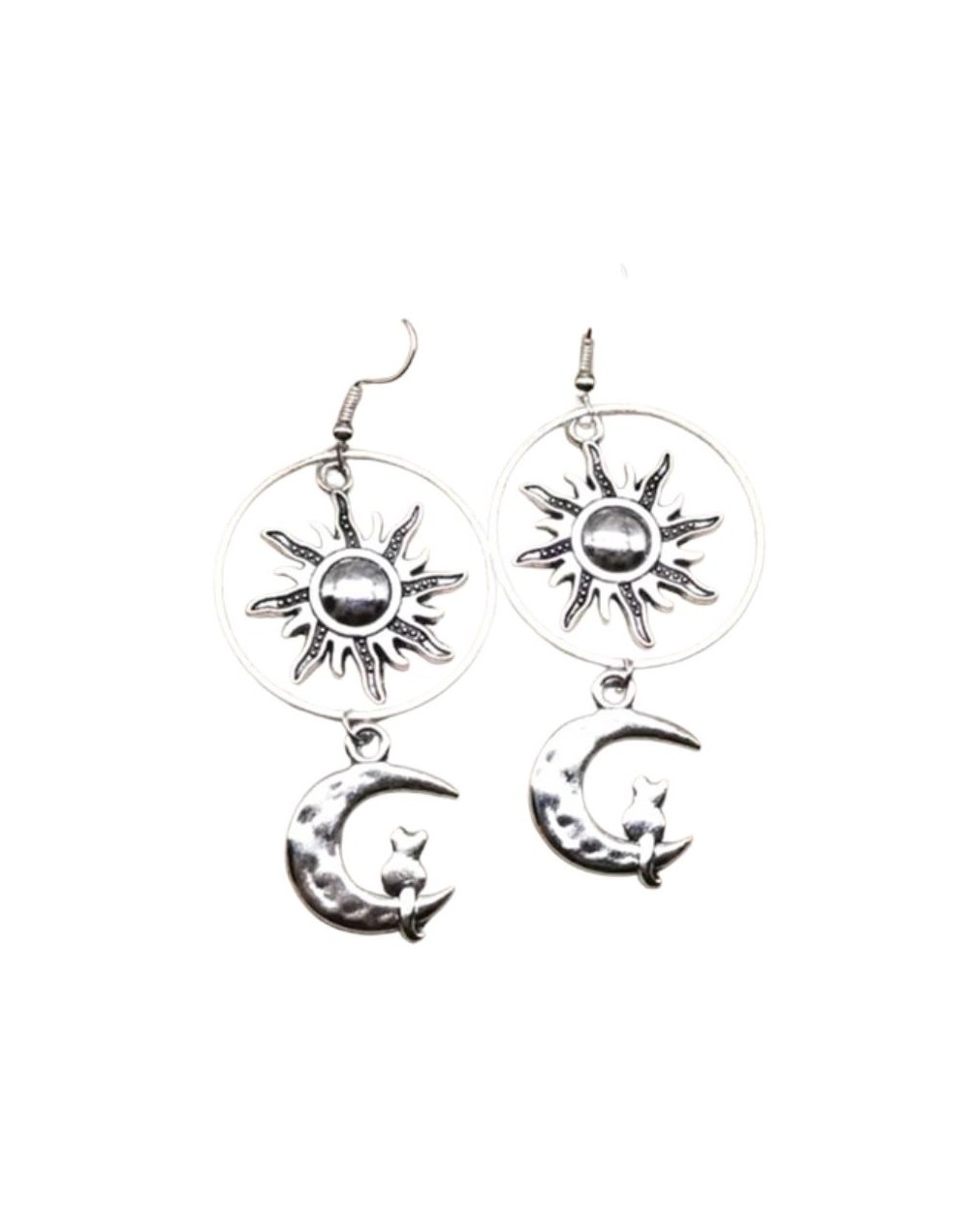 Aretes Goth Vintage Sol Luna Gato