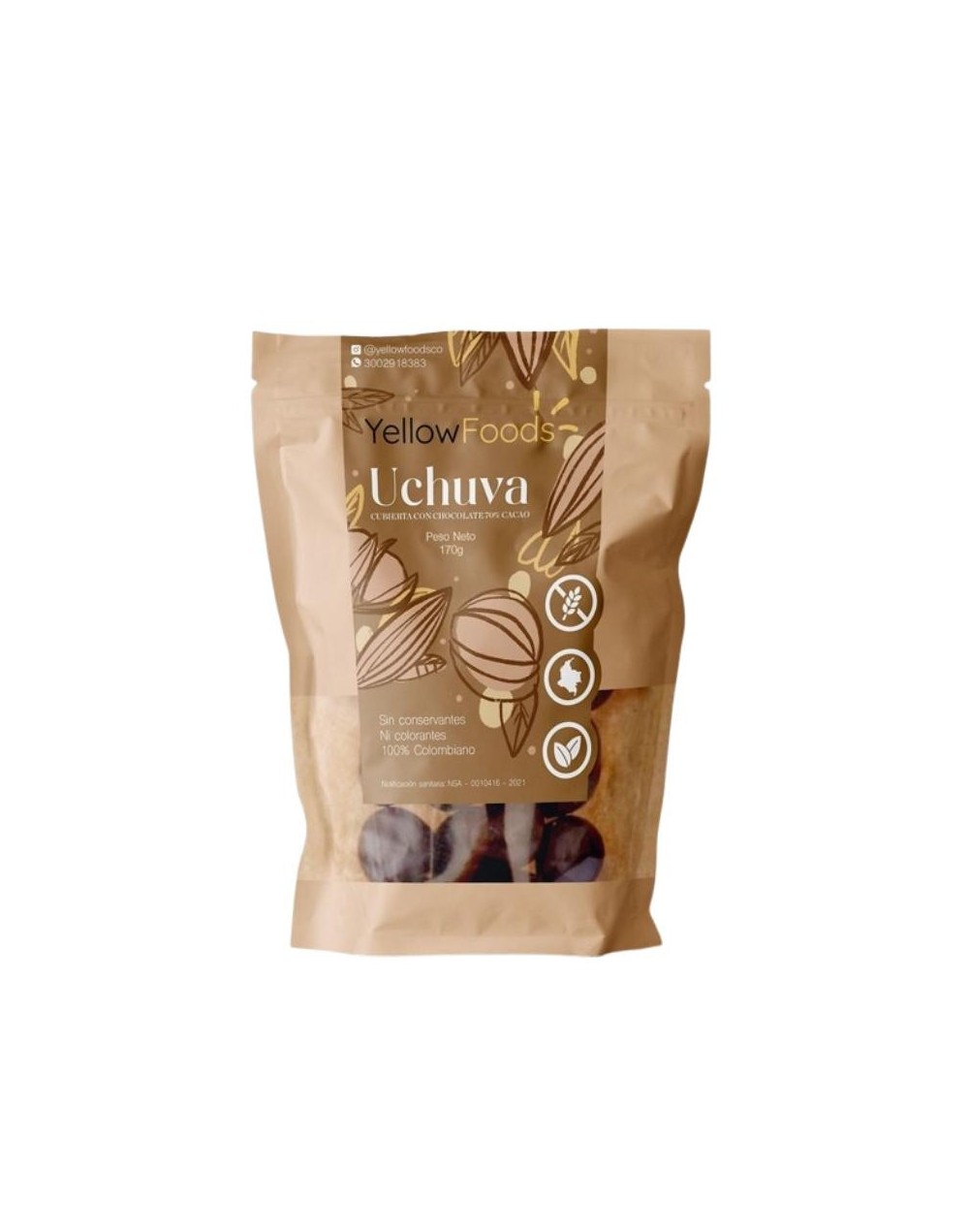 UCHUVA CUBIERTA CON CHOCOLATE OSCURO 70% 300 GRAMOS 