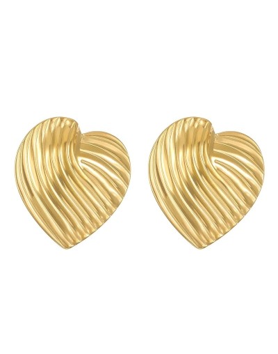 Arete corazón líneas dorado