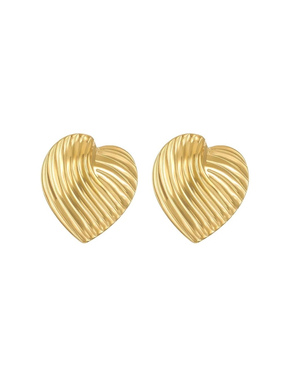 Arete corazón líneas dorado