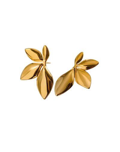 Aretes hojas dorado