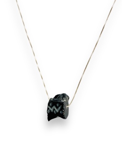 Collar obsidiana tallada plata