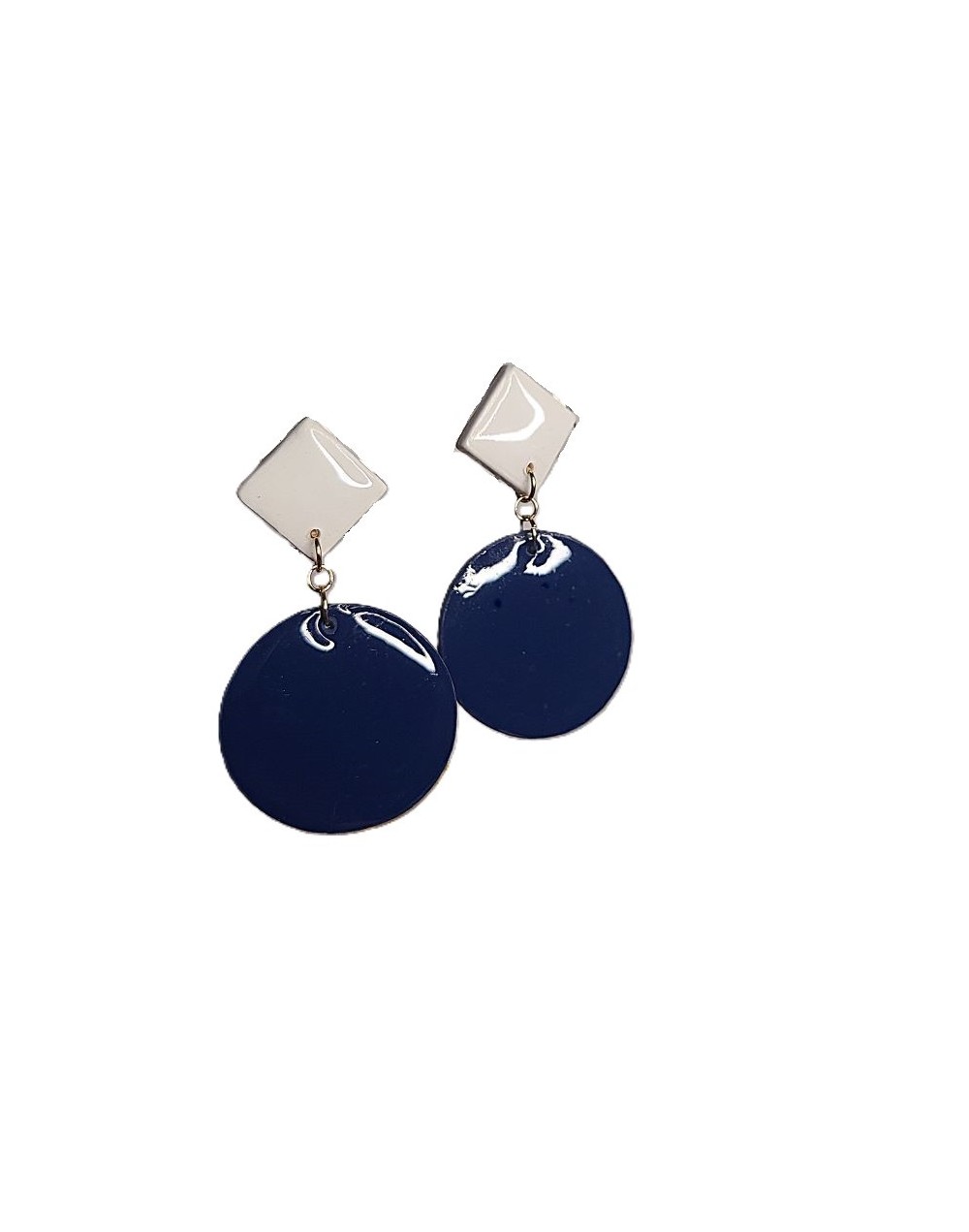 Aretes azul rey y blanco