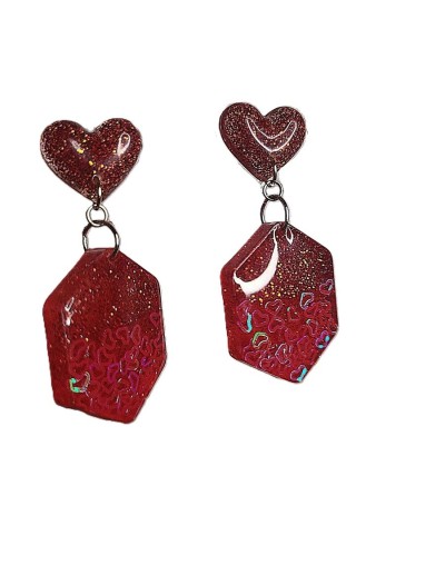 Aretes rojos corazón