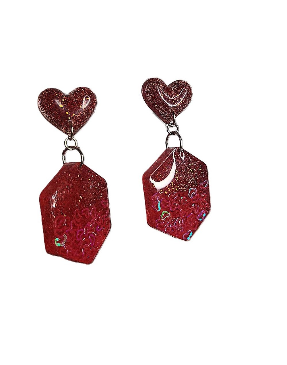 Aretes rojos corazón