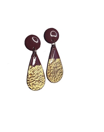 Aretes gota color vino 