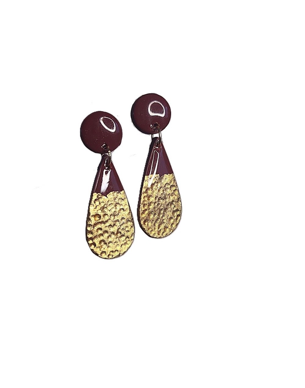 Aretes gota color vino 