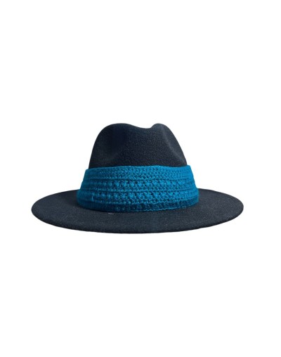 Sombrero fedora diseño en crochet Agua Marina