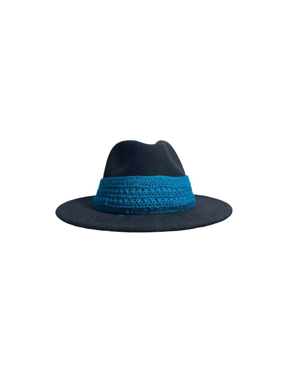 Sombrero fedora diseño en crochet Agua Marina