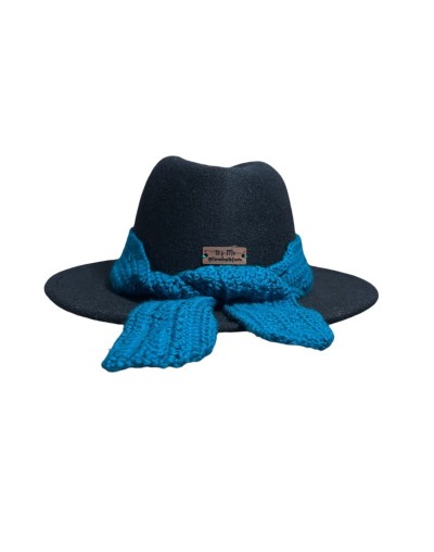 Sombrero fedora diseño en crochet Agua Marina