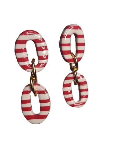 Aretes líneas rojas y blancas