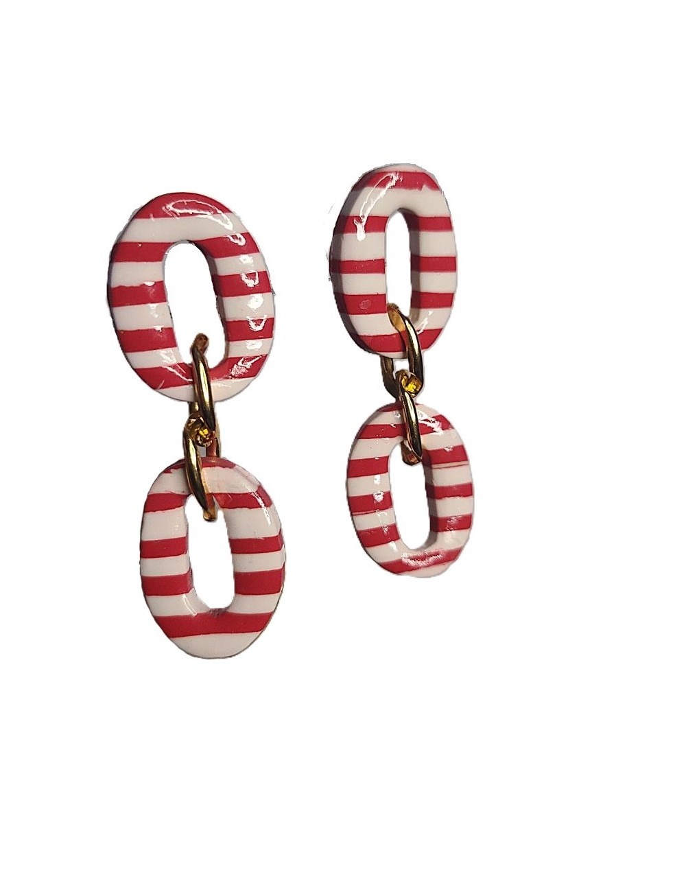 Aretes líneas rojas y blancas