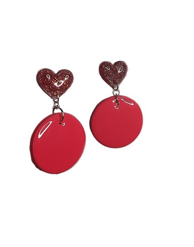 Aretes topo corazón rojo
