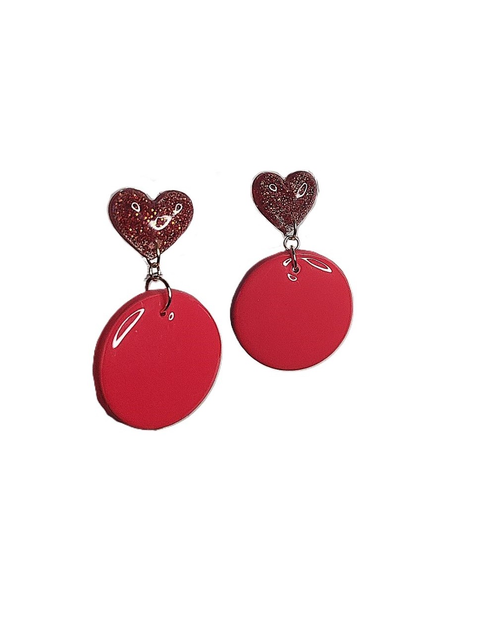 Aretes topo corazón rojo