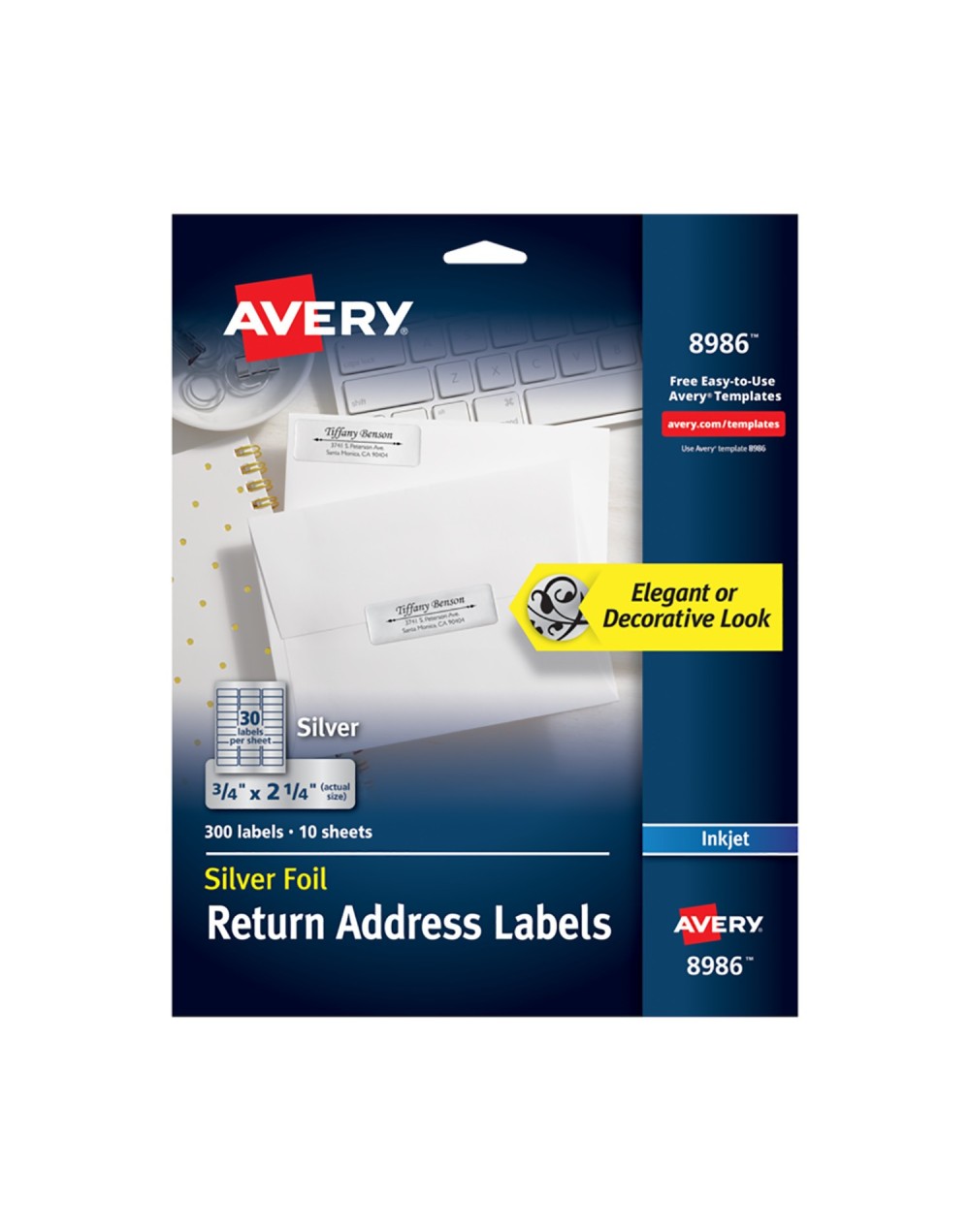 Avery® Etiquetas de envío plateadas 8986