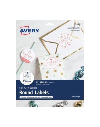 Avery® Etiquetas Redondas blancas brillantes 22817