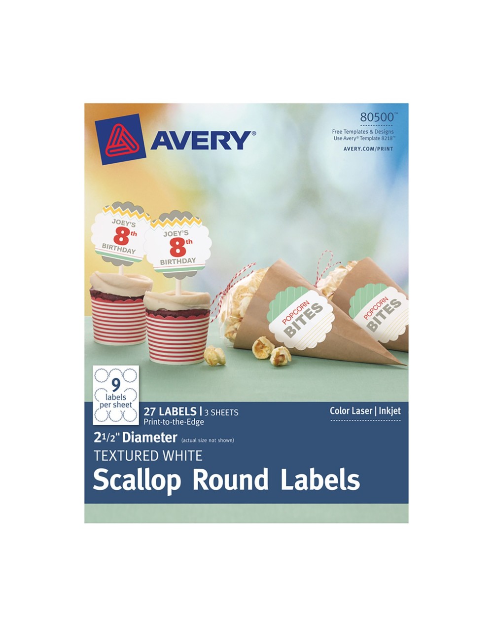 Avery® Etiquetas Redondas troqueladas blancas 80500