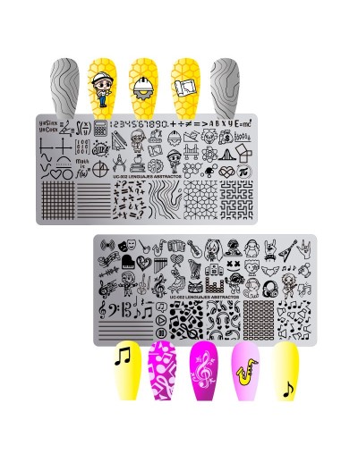 UC-002 Lenguajes abstractos - Placa metálica doble  para estampar uñas - Stamping