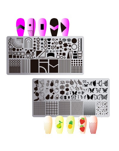 UC-003 Sobria e indispensable - Placa metálica doble para estampar uñas - Stamping