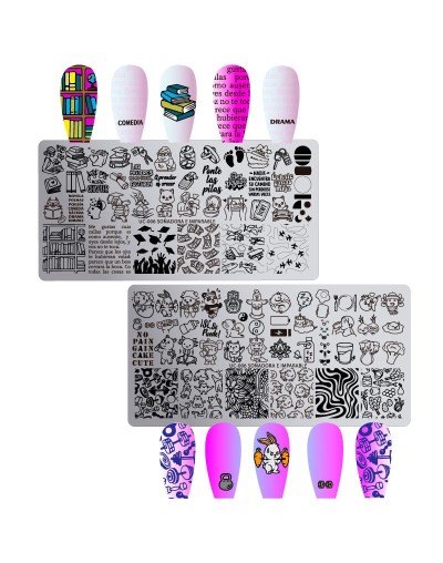 UC-006 Soñadora e imparable - Placa metálica doble para estampar uñas - Stamping