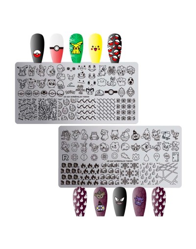 UC-007 ¡Atrápalos todos! - Placa metálica doble para estampar uñas - Stamping