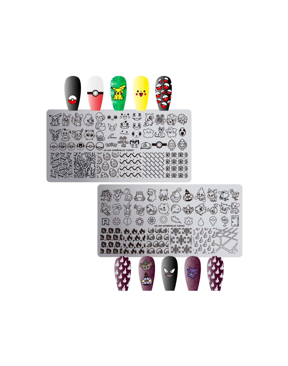 UC-007 ¡Atrápalos todos! - Placa metálica doble para estampar uñas - Stamping