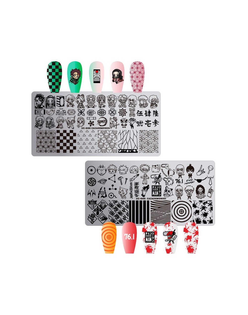 UC-008 Cazademonios - Placa metálica doble para estampar uñas - Stamping