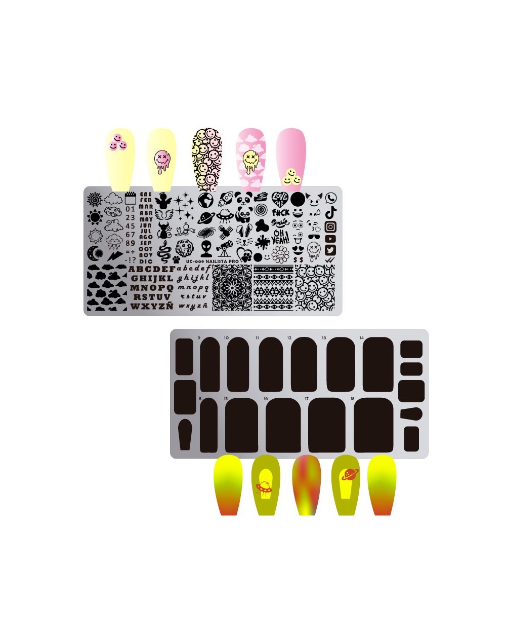 UC-009 Nailista pro - Placa metálica doble para estampar uñas - Stamping