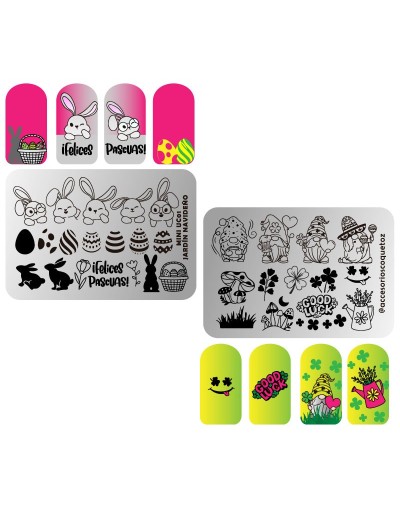 MINIUC-001 Jardín Navideño - Mini placa metálica doble para estampar uñas - Stamping