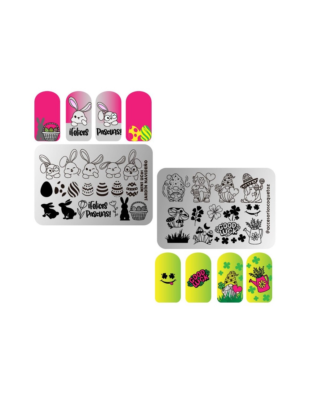 MINIUC-001 Jardín Navideño - Mini placa metálica doble para estampar uñas - Stamping