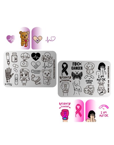 MINIUC-004 Sanadora - Mini placa metálica doble para estampar uñas - Stamping