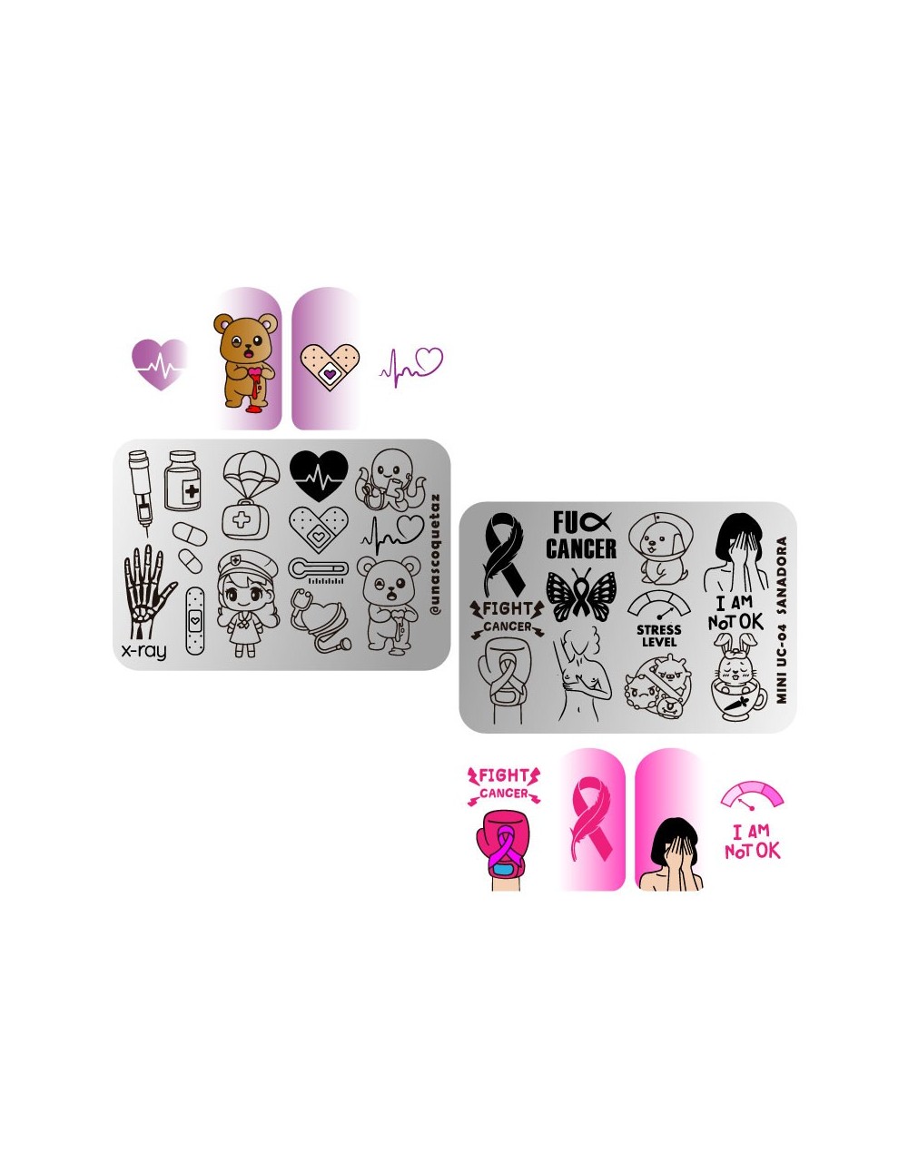 MINIUC-004 Sanadora - Mini placa metálica doble para estampar uñas - Stamping