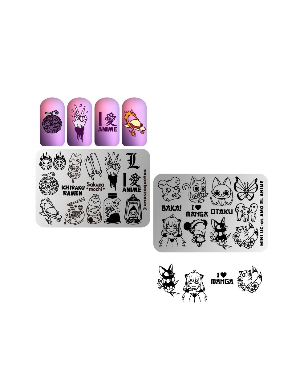 MINIUC-005 Amo el anime - Mini placa metálica doble para estampar uñas