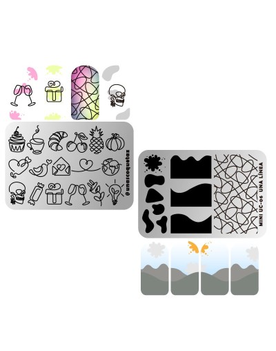 MINIUC-006 Una línea - Mini placa metálica doble para estampar uñas - Stamping