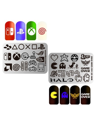 MINIUC-008 Game over - Mini placa metálica doble para estampar uñas - Stamping