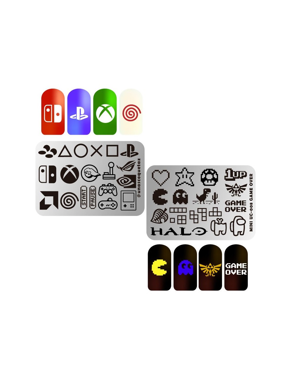 MINIUC-008 Game over - Mini placa metálica doble para estampar uñas - Stamping