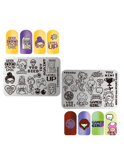 MINIUC-010 Start Game - Mini placa metálica doble para estampar uñas - Stamping