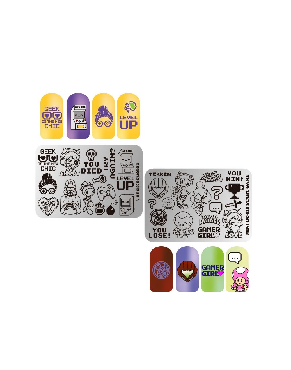 MINIUC-010 Start Game - Mini placa metálica doble para estampar uñas - Stamping