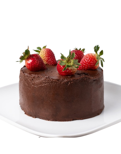 Torta de chocolate y fresas