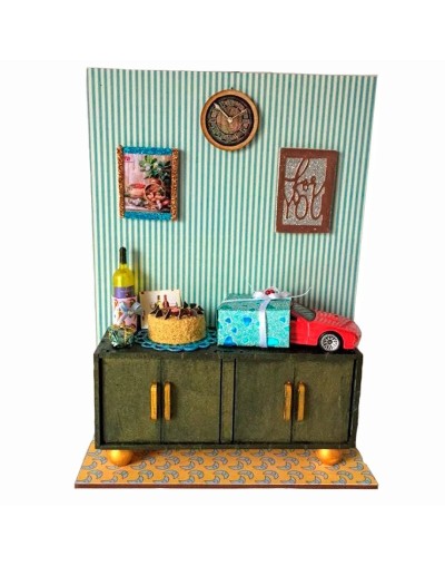 escenas y rincones en miniatura. Mi rincón. Elaborado a mano con materiales reciclables