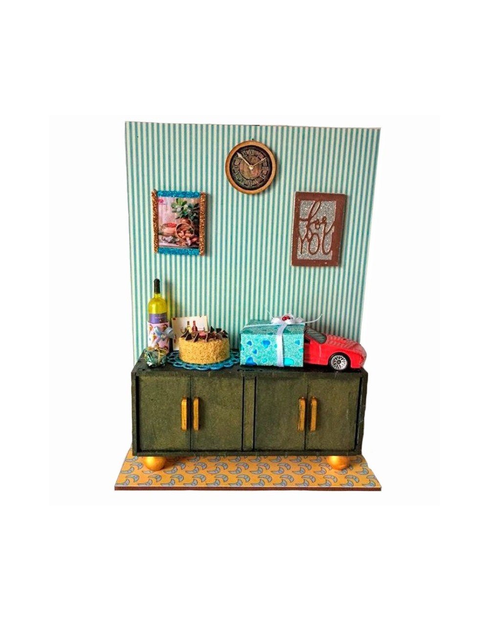 escenas y rincones en miniatura. Mi rincón. Elaborado a mano con materiales reciclables