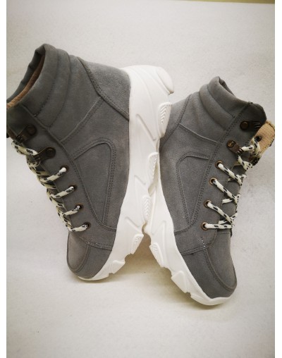Tenis para mujer tipo bota grises