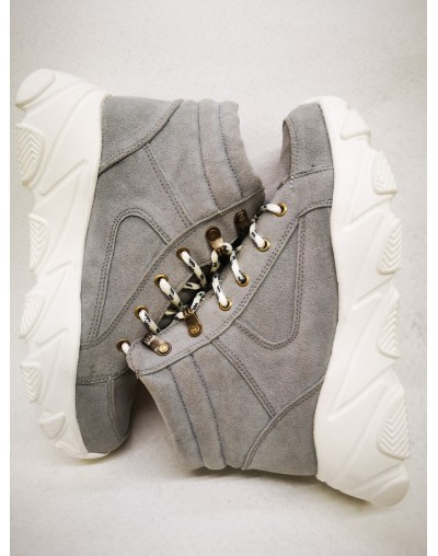 Tenis para mujer tipo bota grises